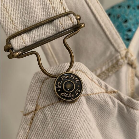 🔥Host Pick Free People Sunkissed Shortall Denim Overall Zip Off White Size 2 - Picture 6 of 12